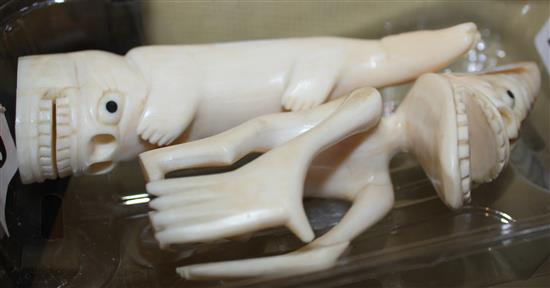 Walrus teeth carving x 2